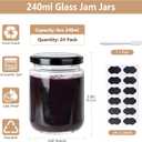 24Pack 8oz Glass Jars with Lids, 240ml Clear Small Mason Jars with 24 Stickers, Reusable Canning Jar for Jam, Jelly, Honey, Pickles, Spice