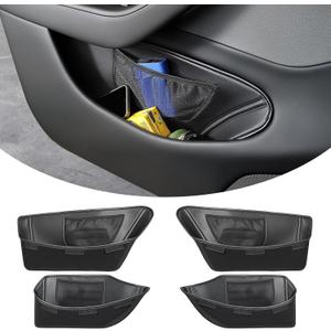 Tesla New Model Y (Juniper) Door Side Organizers PU Leather Door Storage Box Set Suitable for Model Y Interior Accessories, 4-Piece Set (2025-2026)