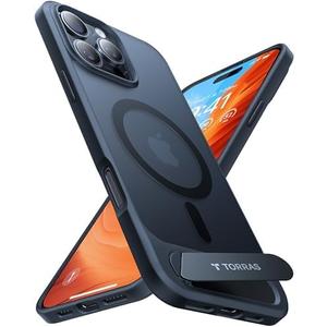 TORRAS Strong Magnetic & Seamless Stand for iPhone 16 Pro Case, [18N Mighty Magnetic] [12FT Mil-Grade Drop Tested] [Fit for MagSafe] Kickstand Protective Slim Phone Case for iPhone 16 Pro 6.3", Black