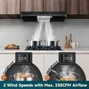 SNDOAS Black Range Hood 36 inch,Ductless Under Cabinet Range Hood Included Carbon Sponge Filter,Ducted Optional,Kitchen Hood 36 inch with 2 Vents,2 Speeds,Hard Wired Stove Vent