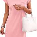 KIRUNDO Summer Dresses for Women 2026 Cap Sleeve Tshirt Dress Spring Mini Shift Sundress Loose Beach Outfits with Pockets (XL)