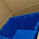 Storage and Packing Plastic Tote Crate Attached Lid Flip Top, 27"x16.9"x12.5", Storage Bins With Lids, Plastic Stackable Organization Crates For Home, Closet Space Saving, (Blue, 3 Storage Crate)