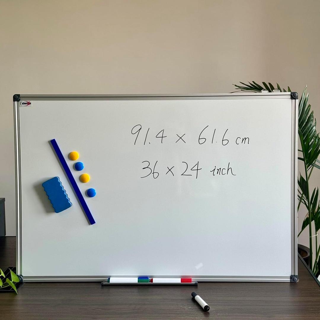 XIWODE 24x36 Inch Magnetic Dry Erase Whiteboard, Silver Aluminum Frame Wall-Mounted, No Ghosting Anti-Stain Easy Clean for Home School Office Conference Room