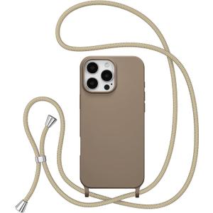 ZTOFERA for iPhone 16 Pro Case with Strap,Crossbody Phone Case with Adjustable Neck Shoulder Lanyard,Soft Silicone Shockproof Protective Phone Cover for iPhone 16 Pro 6.3 inch-Brown