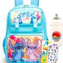 Disney Stitch and Angel Backpack Set - Bundle with 15" School Bag Plus Water Bottle, Stickers, More | Lilo and Stitch Backpack for Girls, Kids