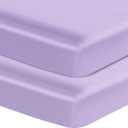 Entisn Satin Crib Sheets 2 Pack, 28 x 52 x 8 Inch Soft Fitted Crib Mattress Sheets for Baby Girls, Light Purple Nursery Bedding Protect for Skin and Hair