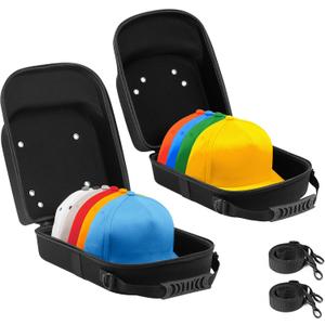 Pack of 2 Hat Travel Hard Cases for Baseball Caps - Favorable Hat Storage Organizer with Carrying Handle, Shoulder Strap and Luggage Strap, Protect Up to 10 Hats for Travel Home