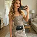 BEMYLV Leather Chain Belt Bag for Women Crossbody Waist Purse Fanny Pack Fashion Evening Clutch Mini Handbag Detachable