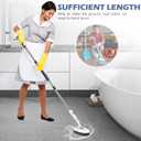 SetSail Floor Scrub Brush, 3-in-1 Tile Tub Floor Scrubber with 52-inch Adjustable Long Handle Shower Cleaner Brush and 3 Detachable Replacement Brush Heads for Cleaning Bathroom Tub Tile, White Grey