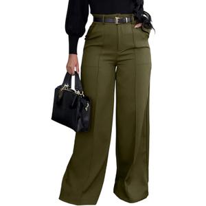 SHINFY Women Wide Leg Dress Pants High Waisted Slacks Pleated Business Casual Office Palazzo Work Pants Trousers, XXL