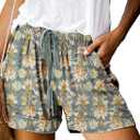 Womens Drawstring Shorts Summer Elastic Waist Casual Lightweight with Pockets (Green, S)