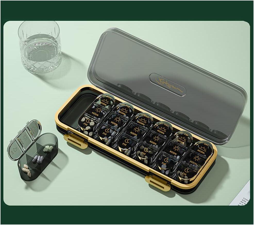 Weekly Pill Organizer/ Dispensers, 3 Times A Day, 7 Day Large Compartments Travel Pill Container/ Box, Moisture-Proof Medicine Case for Fish Oil Vitamins Pills (Transparent Black) Weekly Pill Organizer/ Dispensers, 3 Times A Day, 7 Day Large Compartments Travel Pill Container/ Box, Moisture-Proof Medicine Case for Fish Oil Vitamins Pills (Transparent Black)