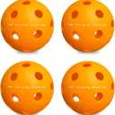 Warping Point Indoor Pickleball Balls, 4 Pack 26 Holes Orange PickleBalls, Meet USAPA Specifications, High Bounce Durable Practice Pickle Ball for Beginners Intermediate Player