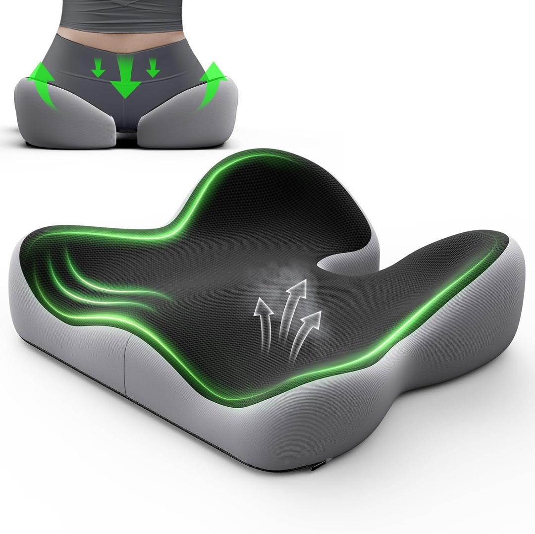 Benazcap X Large Seat Cushion for Sciatica Pain Relief, 2024 Upgraded Seat Cushions for Office Chairs, Desk Chair Cushions/Office Chair Cushion, Tailbone Pain Relief Cushion for Car/Wheelchair (48*44*13cm)