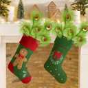 17 Inch Christmas Tree Picks, 6 PCS Lime Green Furry Curly Stems with Red Glitter Balls, Flexible Christmas Tree Topper Decorations for Holiday Arrangements, Wreaths & Table Christmas Decor