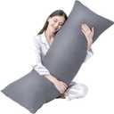 DOWNCOOL Large Body Pillow Insert- Breathable Full Body Pillow for Side Sleeper - Soft Long Bed Pillow for Adults - 20 x 54 inch (Grey)