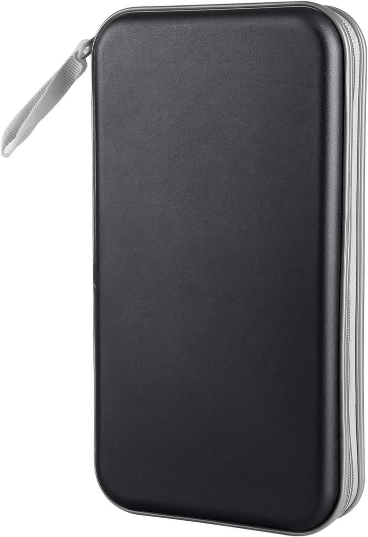 CD Case, DVD Case Holder 96 Capacity Hard Plastic CD DVD Disc Cases Storage Binder Wallet for Car Home Office Travel (Black)