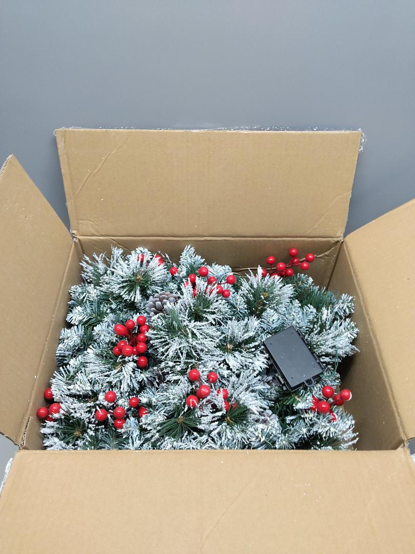 Trepcrow 9FT Christmas Garland with Light, PreLit Realistic Pine Cones/Berries & Multicolor LED Lights(with Remote Control), Christmas Garland for Mantle Fireplace Stairs Front Door, Outdoor Xmas Decor