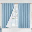 LAMIT Full Blackout Window Curtains for Boy Bedroom, 54 Inches Thermal Farmhouse Curtains Back Tab and Rod Pocket Privacy Protected Panels with White Liner, 2 Panels, 52 x 54 Inch, Stone Blue