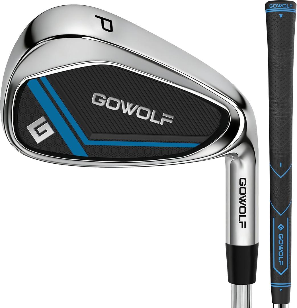 Gowolf Pitching Wedge for Men Right Hand - Golf Iron Club Premium 95g Steel Shaft with Deep Grooves for Extreme Forgiveness, Accuracy & Max Distance, Quality Rubber Grip, Great Gifts for Golfer (PW) 