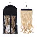Hair Extensions Hanger with Storage Bag Hairpieces Storage Holder Wigs Carrier Case for Store Style Hair Black Color (1 pcs, Black)