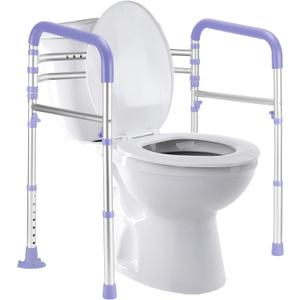 Lianjindun Toilet Safety Rails, Adjustable Toilet Frame for Elderly, Seniors, Handicap & Disabled, Foldable Handicap Toilet Handles Fit Any Toilets（Purple）