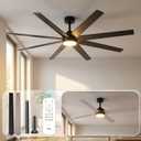 TCL 72 Inch Large Black Ceiling Fans with Lights and Remote