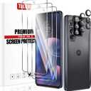 TQLGY 3 Pack Screen Protector for Motorola Edge 2022 with 3 Pack Camera Lens Protector, Ultra HD Tempered Glass, 9H Hardness, Anti-Scratch, Bubble Free, Easy Installation, Case Friendly
