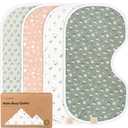 KeaBabies 4-Pack Baby Burp Cloths Baby Girl, Boy - Organic Cotton Burp Cloth, Extra Large, Absorbent, Soft Burping Cloths & Bibs Set for Babies, Newborn Burp Clothes, Thick Burp Rags (Fleur)