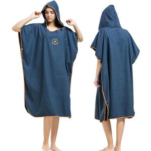 Hiturbo Microfiber Surf Poncho, Wetsuit Changing Bath Robe, Quick Dry Pool Swim Beach Towel with Hood (Navy)