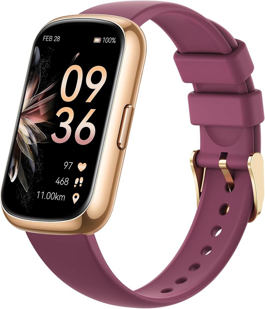 Health Fitness Tracker for Women Men: Fitness Smart Watch for Woman with 24H Heart Rate Monitor Blood Oxygen Sleep Tracker Calorie Step 5ATM Waterproof Activity Trackers for iPhone Android - Burgundy (1.47)