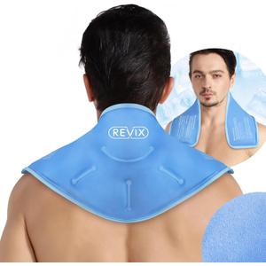 REVIX Neck Ice Pack Wrap  Reusable Hot Cold Gel Pack for Neck and Shoulder, Large Flexible Design with Soft Plush Lining, Cervical Gel Ice Wrap Ideal for Post-Workout Recovery, Fatigue & Relaxation