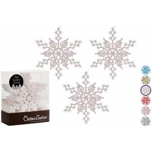Christmas Traditions 6 inch Iridescent White Snowflake Ornaments (Set of 18) Glittered Hanging Tree Decorations (White Iridescent)