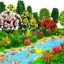60 Pieces Model Trees 1.1-4.3inch Mixed Diorama Model Tree Colourful Grass Mini Fake Plants for DIY Crafts, Building Model, Railway Scenery Landscape Supplies