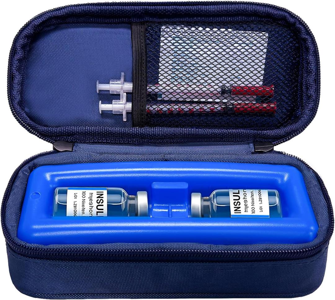 Insulin Cooler Travel Case for Vial,TSA Approved Diabetic Medication Cooler,Small Carrying Diabetes Insulated Bag Keep Medicine Cool with Ice Brick,Refrigerated Medicine Bottle Organizer