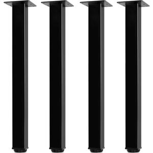 20 inch Square Adjustable Metal Table Legs, Sturdy Heavy Duty Furniture Legs with Leveling Feet, Set of 4, Black for Workbench, Industrial Desk and Custom DIY Furniture