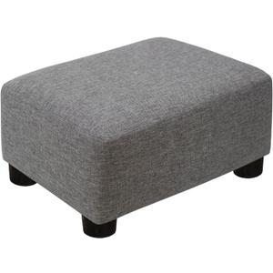 CAROLMADE Small Foot Stool Ottoman Footstool with Legs Under Desk Footrest for Living Room Bedroom and Office,Linen-Grey (11"D x 15.4"W x 8.3"H)