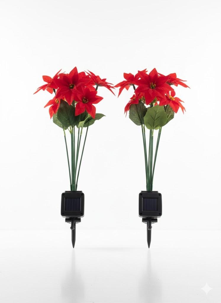 Solar Light Flower Shape Outdoor Garden Decor Solar-Powered Fairy Light for Garden and Patio Elegant and Design for Festivals and Holidays 2 Pack