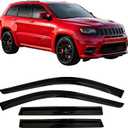 2011-2021 Tape-On Side Window Visor Deflectors for Jeep Grand Cherokee Dark Tinted Rain Guards 2012 2013 2014 2015 2016 2017 2018 2019 2020
