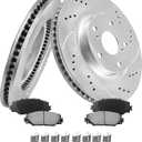 MOTOREVO Front Geomet Brake Rotors Kit for RAV4 [2006-2018, 296mm11.7in] [2006-2012 ONLY Third Row Seating, NOT 2 Row] [2013-2018 Except LE] Replacement Brake Discs and Ceramic Brake Pads