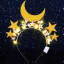 GORTIN Light up Star Headband Gold Halo Crown Headbands LED Moon Costume Hair Accessories for Women (Gold1, Free size)