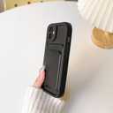 Lovmooful Compatible for iPhone 12 Case Cute Color Card Holder Design for Girls Women Soft TPU More Shockproof Protective Girly for iPhone 12 Case-Black