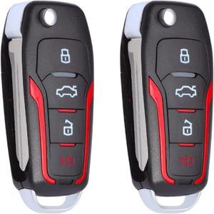 Key Fob Replacement 2 Pack Keyless Entry Car Key Fits for Ford Mustang Explorer Edge Fusion F150 F250 F350 Mazda Mercury Lincoln CWTWB1U331 (Red Side)