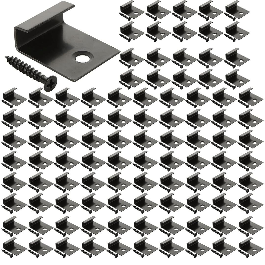 100Pcs Stainless Steel Starter Clips for Decking, Universal Starter Deck Clips, Black Deck Clips of Decking Board Deck Starter Clips with Decking Screws
