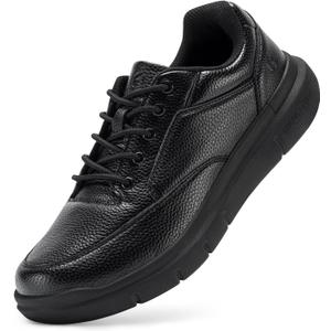 FitVille Men Wide Walking Shoes Casual Comfortable Dress Shoes Lightweight Arch Support Oxford Shoes Non-Slip Vegan Leather Business Sneakers (Black), 9 X-Wide