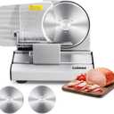 CUSIMAX Electric Meat Slicer for Home,Two 7.5''Stainless Steel Blades,1-20mm Adjustable Thickness,Easy to Cut Various Foods,Removable Food Carriage for Easy Cleaning (Matte Silver)