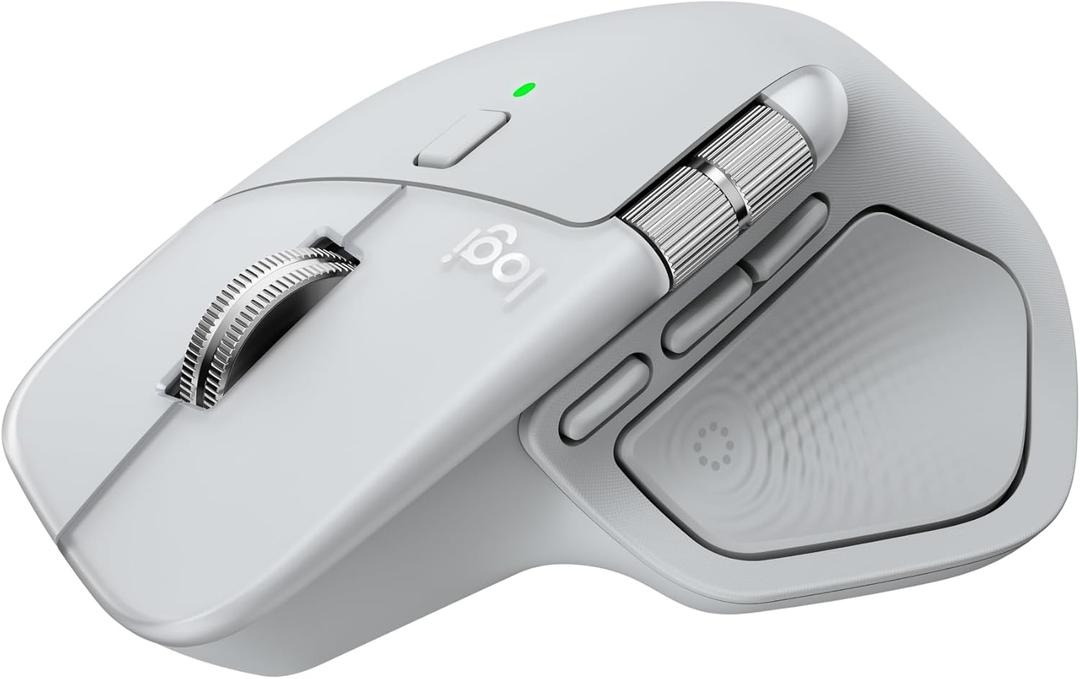 Logitech MX Master 4 for Mac, Ergonomic Bluetooth Mouse with Advanced Performance Haptic Feedback, Ultra-Fast Scrolling, USB-C Charging, MacOS, iPadOS, Windows - White Silver
