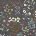 Orainege Floral Peel and Stick Wallpaper Boho Floral Contact Paper 16.9inx118.1in Vintage Wildflower Removable Self Adhesive Waterproof Wallpaper for Bathroom Bedroom Cabinets (Dark Gray)