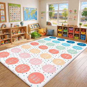 Moucuny 6.5 x 11.5 ft Large Classroom Rug Elementary, Boho Educational Area Carpet for Reading Corner,Preschool, Playroom, Daycares, Learning Space Activities Back to School Supplies