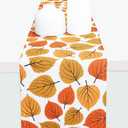 PurpleEssences Maple Leaves Fall Table Runner, 14x90-in Autumn Table Runner for Fall Outdoor & Indoor Party, Thanksgiving Table Runners for Kitchen Dining Table, Amber